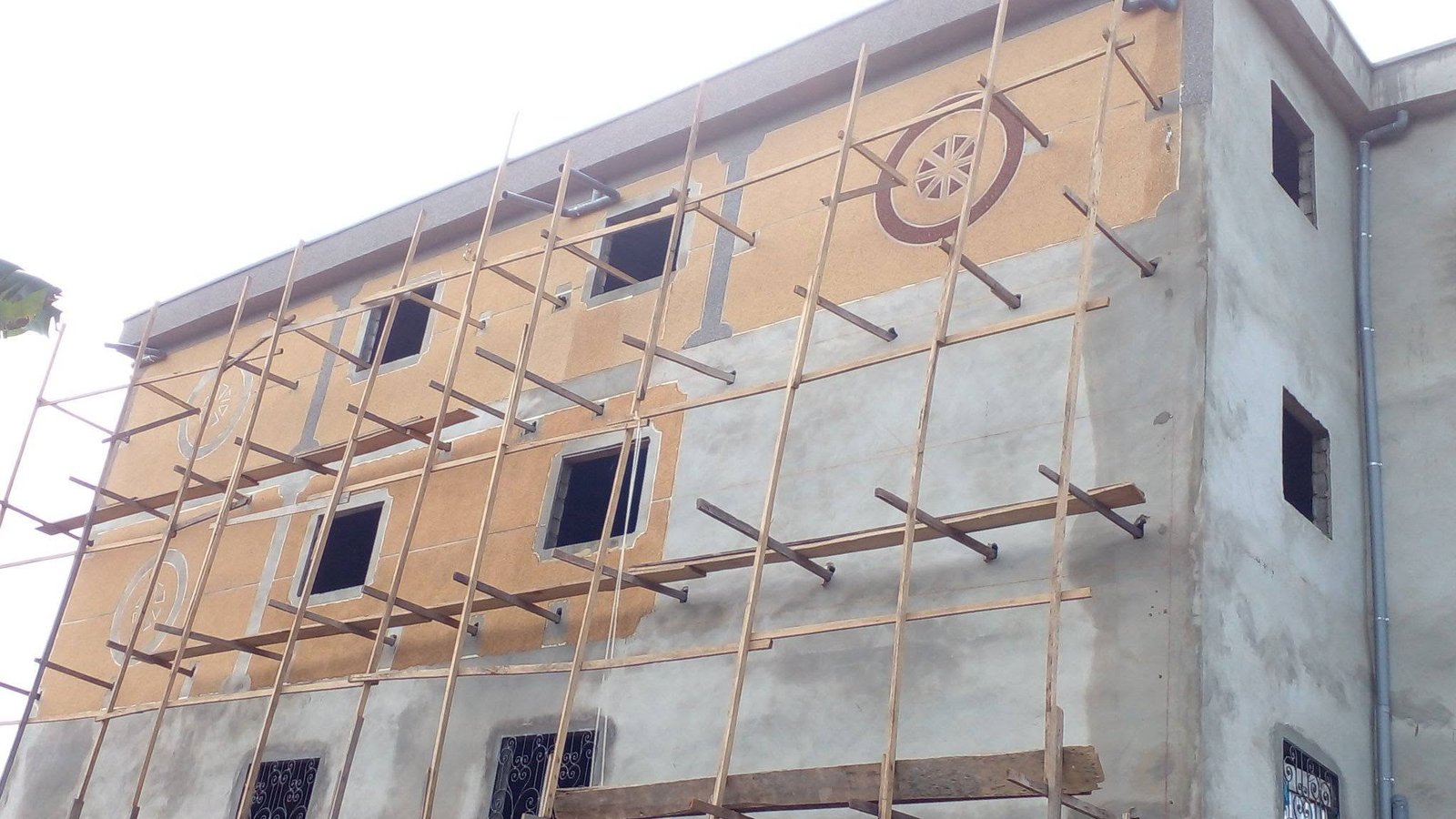Expert trowel application of stone seed coating